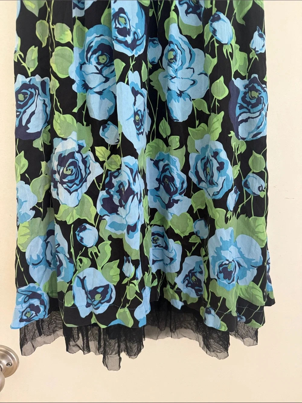 Free People Size 0 Blue Floral Silk Flutter Sleeve V-Neck Coquette Mini Dress
